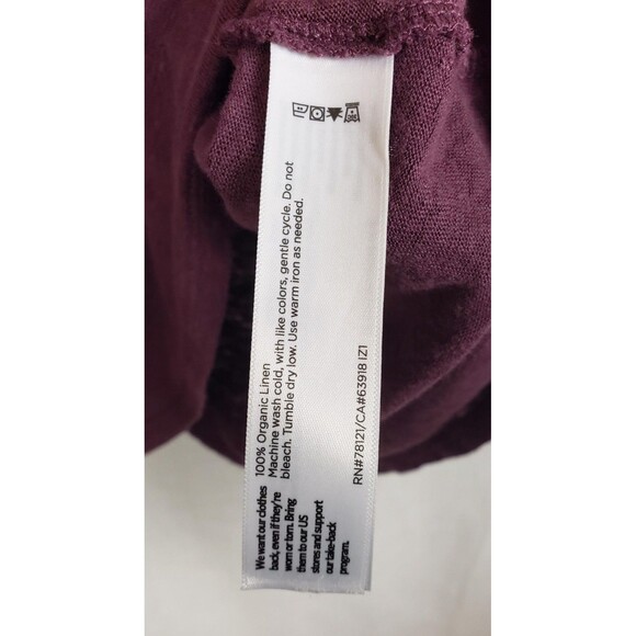 Eileen Fisher Tee Shirt 1X Purple 100% Organic Linen Slub Casual Autumn Fall - Picture 4 of 7